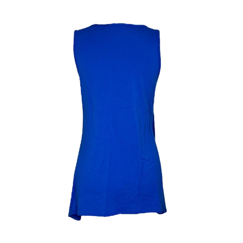 Women's V-Neck Blue Bamboo Tunic Size XL Tank Top Sleeveless Casual Compli-K NWT - Picture 2 of 2